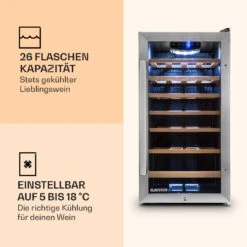 Vinamour 26 Uno Weinkühlschrank 9 Vinamour 26 Uno Weinkühlschrank -Klarstein 10028491 de 0003 logo