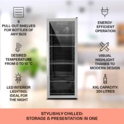 Beersafe 6XL Getränkekühlschrank Mit Glastür 201 Liter 9 Beersafe 6XL Getränkekühlschrank Mit Glastür 201 Liter -Klarstein 10031930 uk 0002 usp