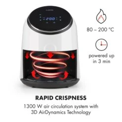 [Gebraucht] AirVital Heißluftfritteuse -Klarstein 10032331 yy 0004 logo Klarstein AirVital Heissluftfritteuse 1300W weiss reedit 1
