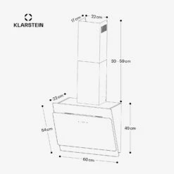 [Wiederverpackt] Aurica 60 Dunstabzugshaube Kopffrei -Klarstein 10032765 yy 0011 dimensions