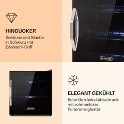 Beersafe L Onyx Getränkekühlschrank Mit Glastür 47 Liter -Klarstein 10032870 de 0003 logo