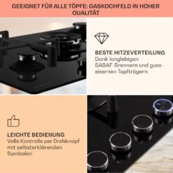 [Gebraucht] Illuminosa 5 Gaskochfeld -Klarstein 10035465 de 0004 usp