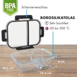 [Gebraucht] Glaswerk Jardine Frischhaltedosen 3er Set 2 Kammern -Klarstein 10036376 de 0007 logo 1