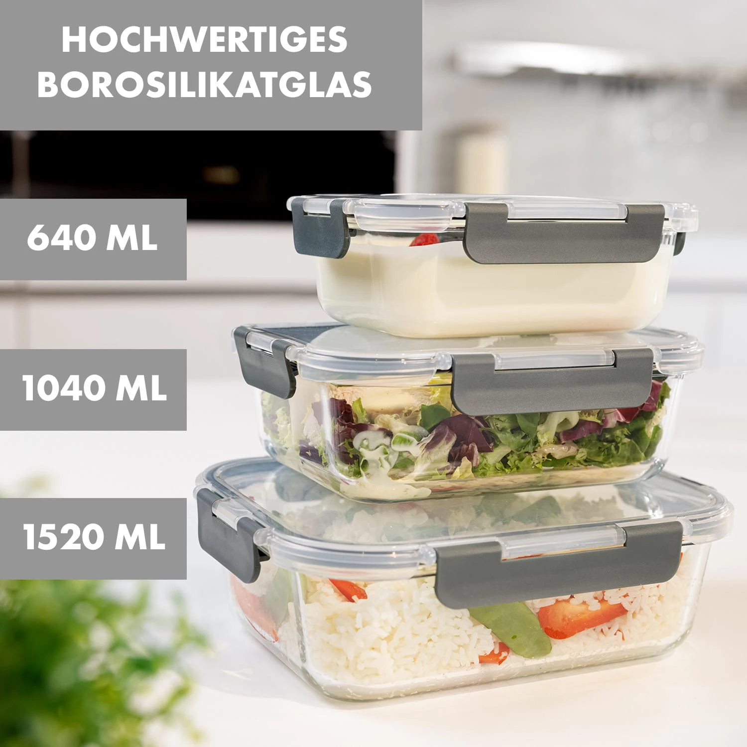 Glaswerk Jardine Frischhaltedosen 3er Set 3 Größen 3 Glaswerk Jardine Frischhaltedosen 3er Set 3 Größen – Bild 3