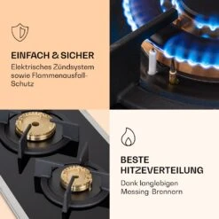 [Gebraucht] Goldflame Domino Prime Gaskochfeld -Klarstein 10037806 de 0005 logo