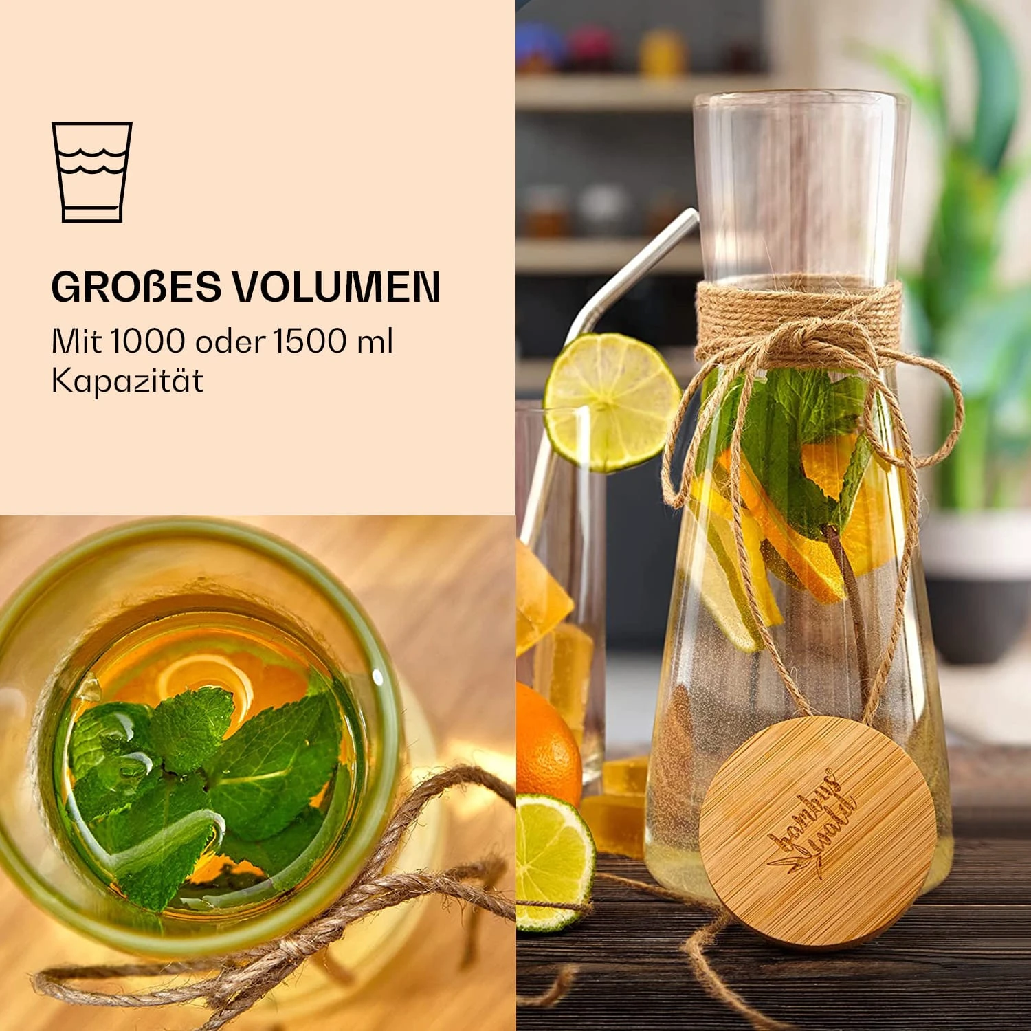 Glaskaraffe Mit Bambusdeckel 3 Glaskaraffe Mit Bambusdeckel – Bild 3