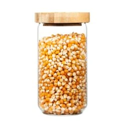 [Wiederverpackt] Stapelglas Mit Bambusdeckel 580 Ml