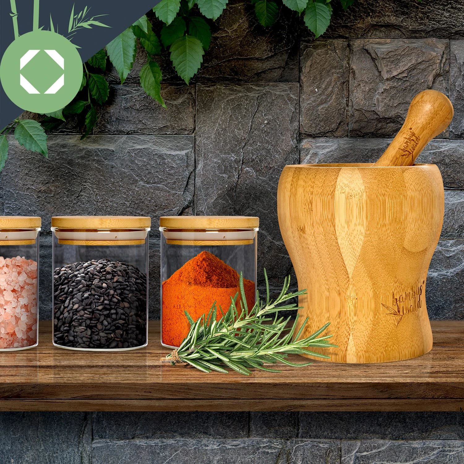 Runde Gläser Bambusdeckel 6 Runde Gläser Bambusdeckel – Bild 6