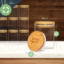 Runde Gläser Bambusdeckel 15 Runde Gläser Bambusdeckel -Klarstein 10038299 yy 0008 logo