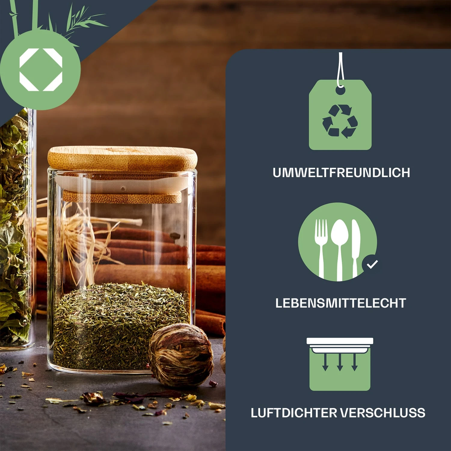 Eckige Gläser Bambusdeckel 3 Eckige Gläser Bambusdeckel – Bild 3