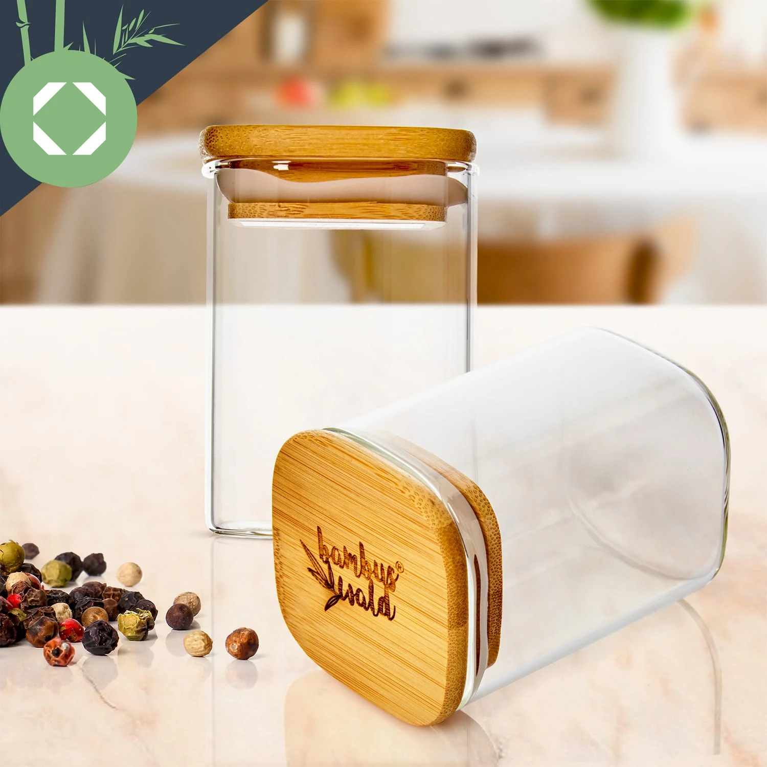 Eckige Gläser Bambusdeckel 4 Eckige Gläser Bambusdeckel – Bild 4