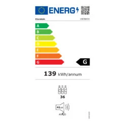 Vinsider 36 Onyx Edition Einbau-Weinkühlschrank -Klarstein 10038404 energy label