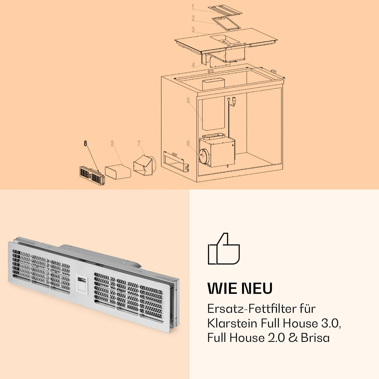 Fettfilter Für Dunstabzugshaube (Full-House, Chef-Fusion, Brisa) 2 Fettfilter Für Dunstabzugshaube (Full-House, Chef-Fusion, Brisa) – Bild 2