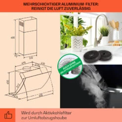 [Wiederverpackt] Clara 60 Dunstabzugshaube Kopffrei -Klarstein 10040141 de 0005 usp