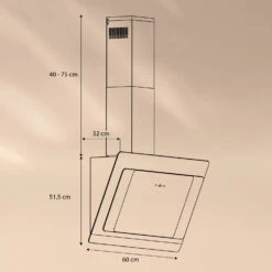 [Wiederverpackt] Aurora 60 Smart Dunstabzugshaube 60cm -Klarstein 10040235 yy 0007 dimensions