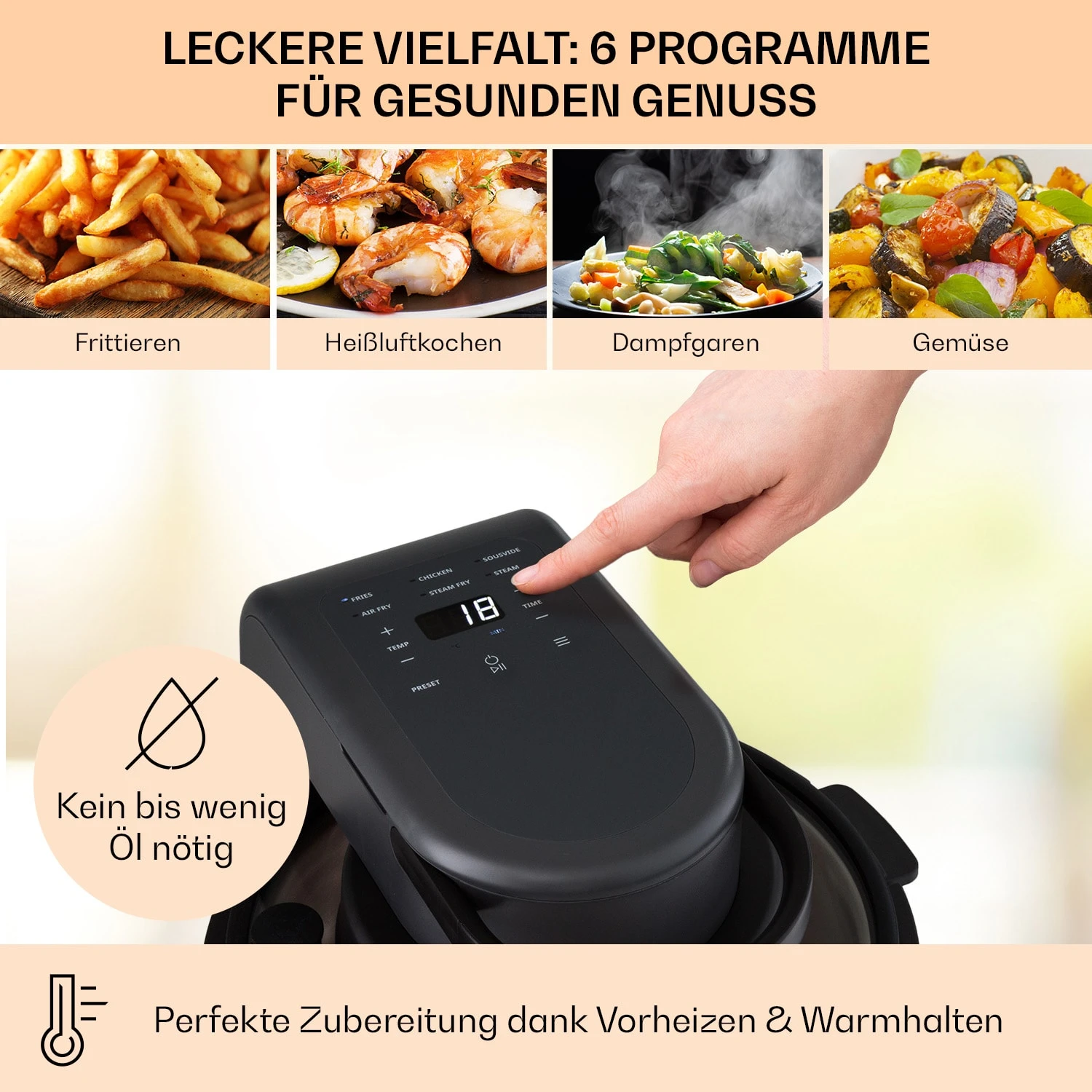 Vendure Heißluftfritteuse Mit Dampffunktion 4 Vendure Heißluftfritteuse Mit Dampffunktion – Bild 4