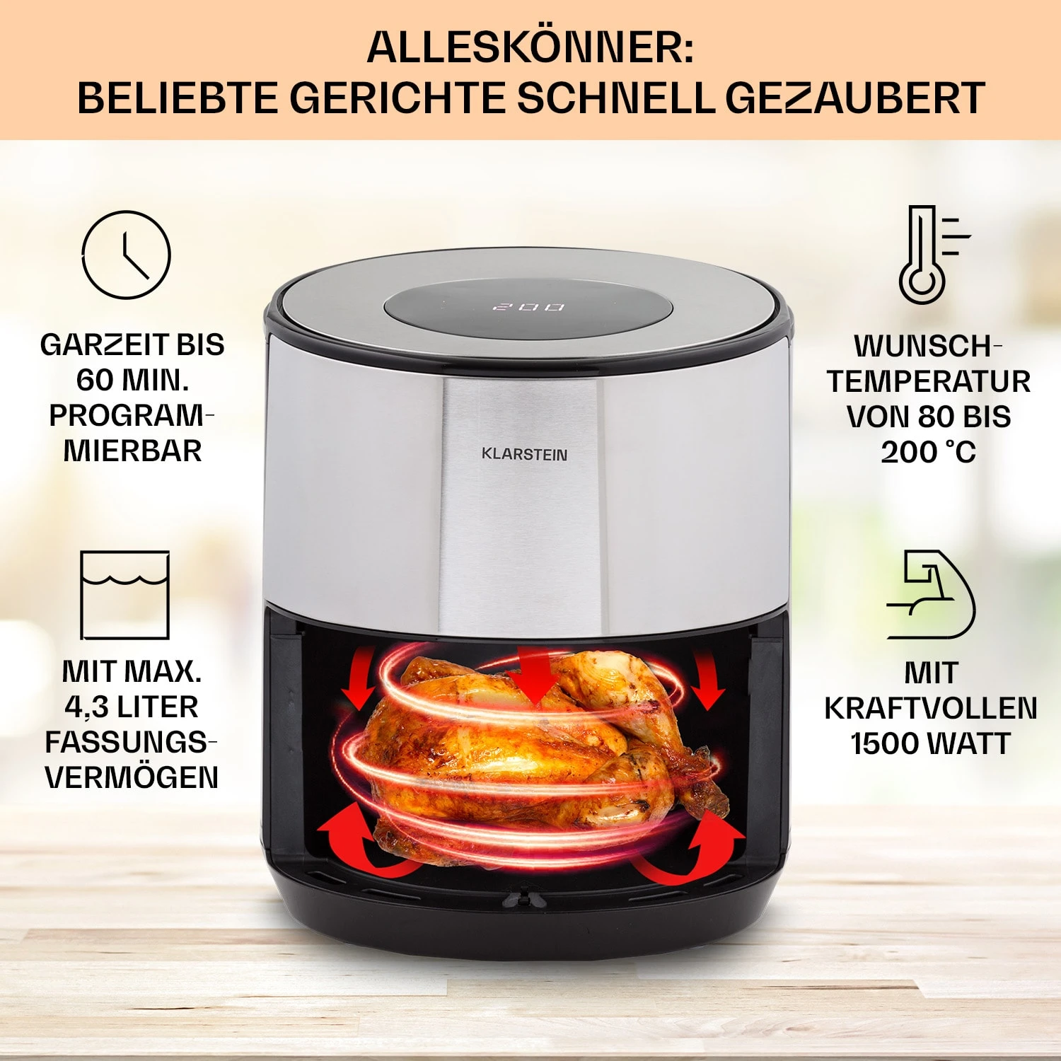 Klarstein Crisp-Pro 4,3L Air Fry 2 Klarstein Crisp-Pro 4,3L Air Fry – Bild 2