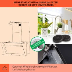 [Gebraucht] Ava 90 Dunstabzugshaube 90cm -Klarstein 10041168 de 0005 usp