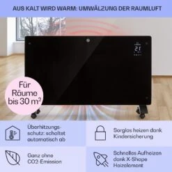 [Wiederverpackt] Bansin Crystal Smart Konvektorheizung 1500W -Klarstein 10041209 de 0004 usp