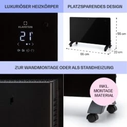 [Wiederverpackt] Bansin Crystal Smart Konvektorheizung 1500W -Klarstein 10041209 de 0006 usp
