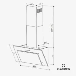 [Wiederverpackt] Athena 90 Dunstabzugshaube Kopffrei 90cm -Klarstein 10045318 yy 0011 dimensions