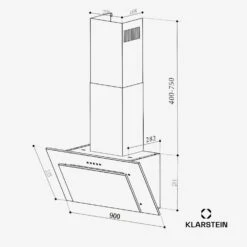 [Gebraucht] Athena 90 Dunstabzugshaube Kopffrei 90cm -Klarstein 10045320 yy 0011 dimensions