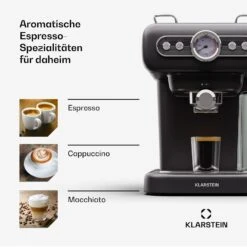 [Gebraucht] Espressionata Evo Espressomaschine 950W 19 Bar 1,2L 2 Tassen -Klarstein 10045424 de 0007 usp