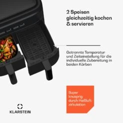 [Wiederverpackt] VitaFry Duo Heißluftfritteuse -Klarstein 10045473 de 0004 usp