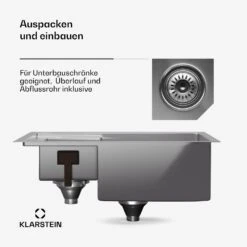 [Gebraucht] TitanSteel Küchenspüle | 61 X 50 Cm (LxB) -Klarstein 10046021 de 0007 usp