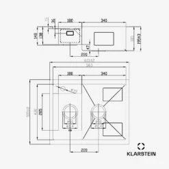 [Gebraucht] TitanSteel Küchenspüle | 61 X 50 Cm (LxB) -Klarstein 10046021 yy 0011 dimensions