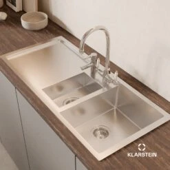 [Wiederverpackt] TitanSteel Küchenspüle Mit Abtropffläche | 100 X 45 Cm (LxB) -Klarstein 10046023 de 0003 usp