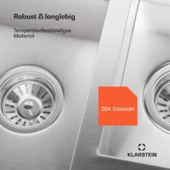 [Wiederverpackt] TitanSteel Küchenspüle Mit Abtropffläche | 100 X 45 Cm (LxB) -Klarstein 10046023 de 0004 usp