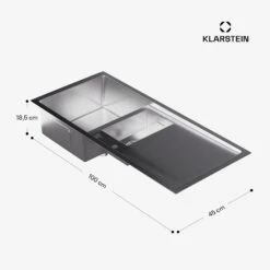 [Wiederverpackt] TitanSteel Küchenspüle Mit Abtropffläche | 100 X 45 Cm (LxB) -Klarstein 10046023 de 0008 usp