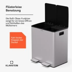 [Wiederverpackt] EcoVista Mülleimer Mit Kompostbehälter Abfalleimer 40 Liter -Klarstein 10046168 de 0005 usp 1