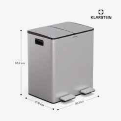 [Wiederverpackt] EcoVista Mülleimer Mit Kompostbehälter Abfalleimer 40 Liter -Klarstein 10046168 yy 0011 dimensions 1