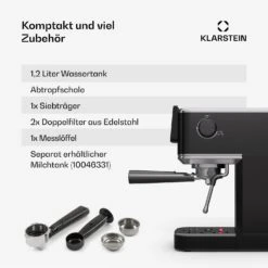[Wiederverpackt] SteelPresso Slim Touch Espressomaschine -Klarstein 10046330 de 0006 usp
