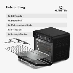 [Gebraucht] Air Glaze Digital Heißluftfritteuse | 2100 W | 34 Liter -Klarstein 10046475 de 0006 usp