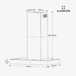 [Gebraucht] SmartEdge 90 Dunstabzugshaube -Klarstein 10046680 yy 0011 dimensions