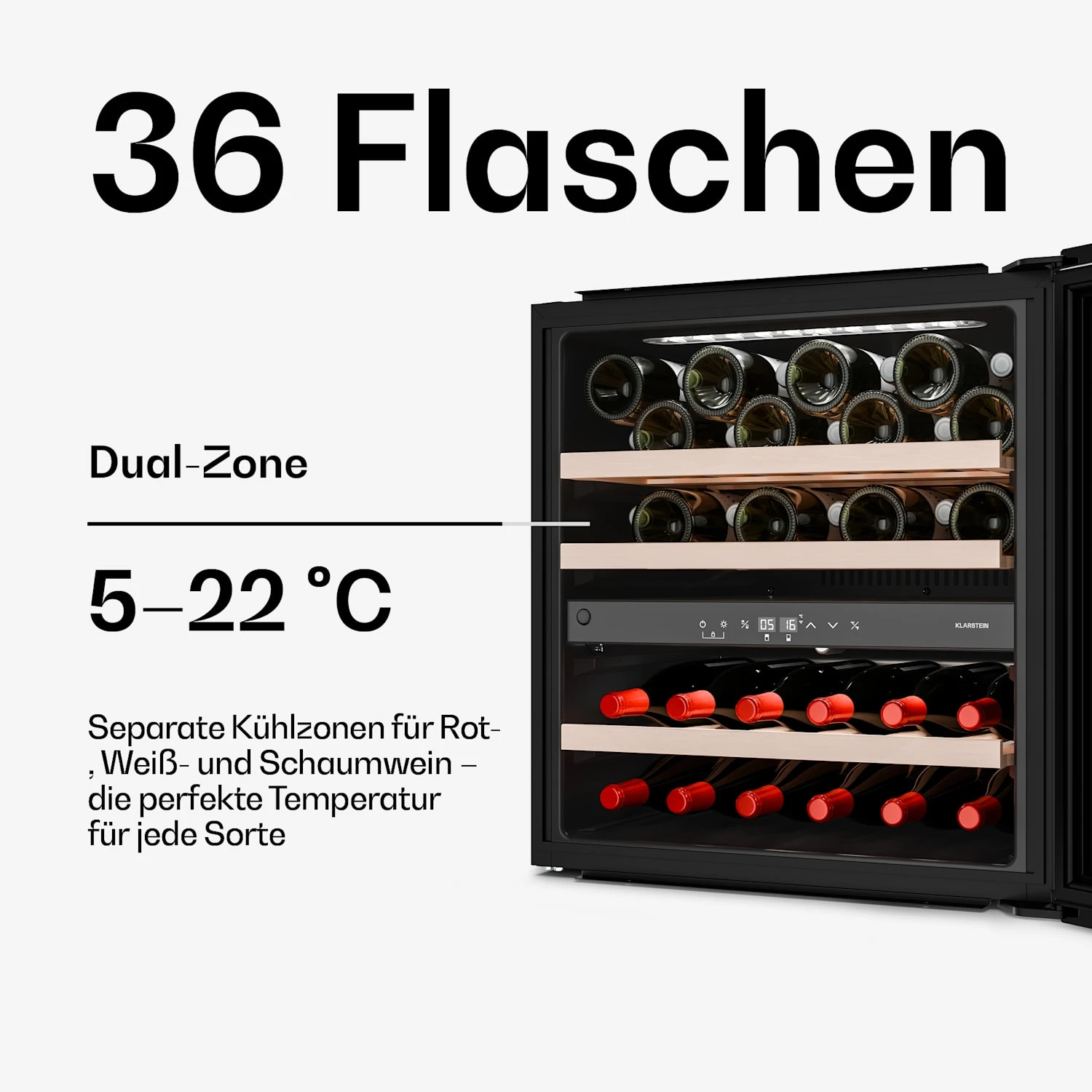 Velaire 65cm 36 Flaschen Weinkühlschrank 2 Zonen Schwarz 3 Velaire 65cm 36 Flaschen Weinkühlschrank 2 Zonen Schwarz – Bild 3