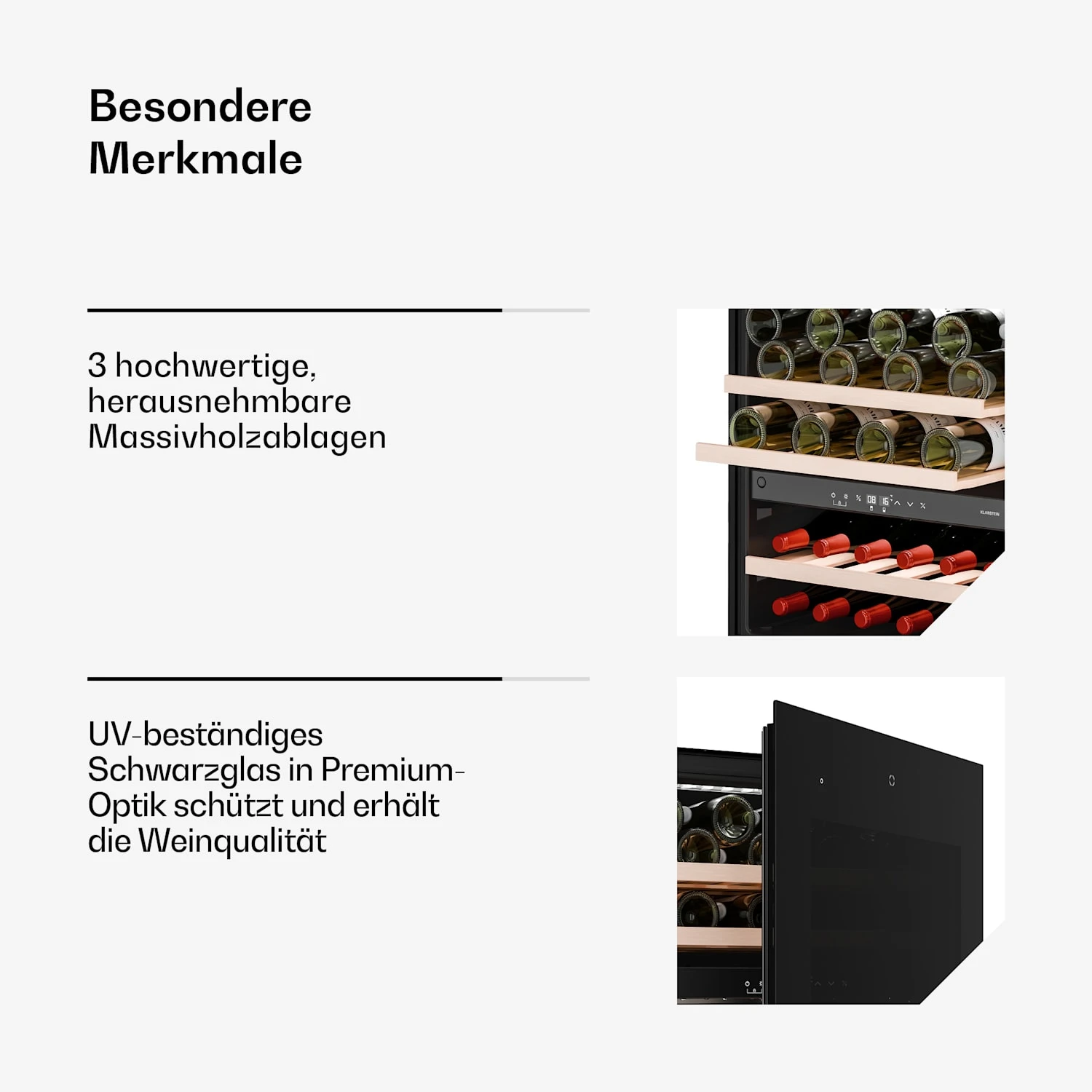 Velaire 65cm 36 Flaschen Weinkühlschrank 2 Zonen Schwarz 5 Velaire 65cm 36 Flaschen Weinkühlschrank 2 Zonen Schwarz – Bild 5